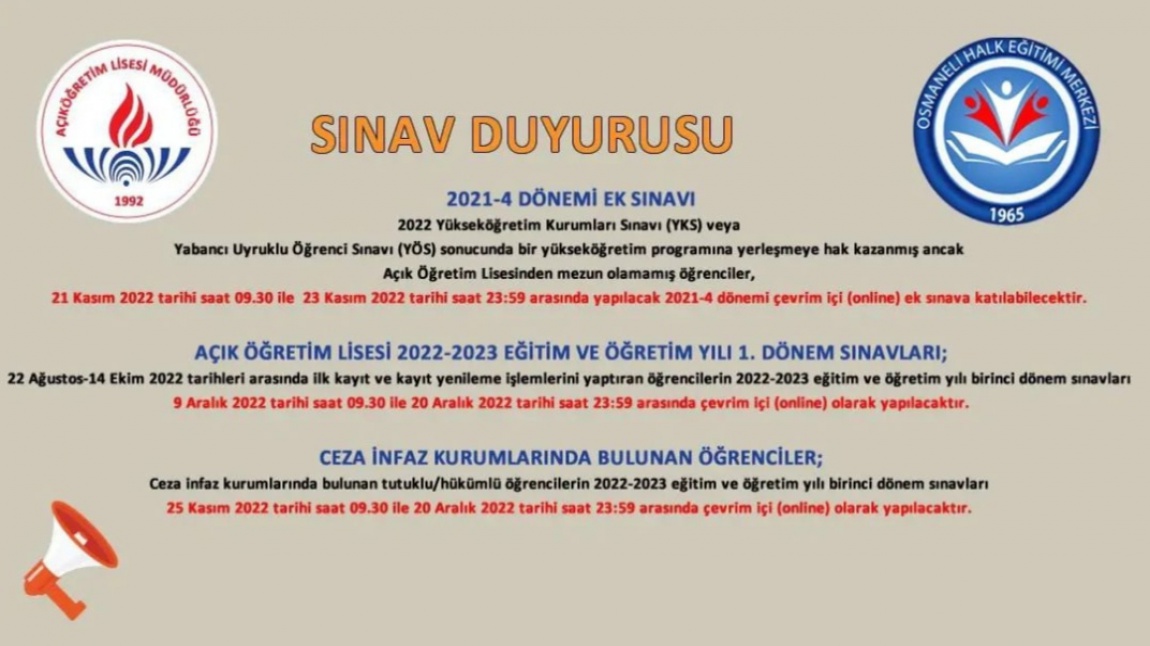 Sınav Duyurusu